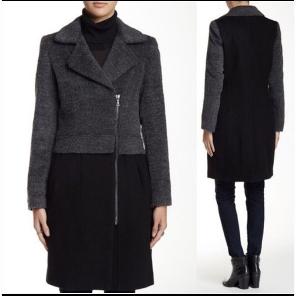 Trina Turk color block wool alpaca lambswool long peacoat 4